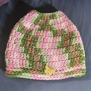 Handmade Crochet Messy Bun Hat for Toddler